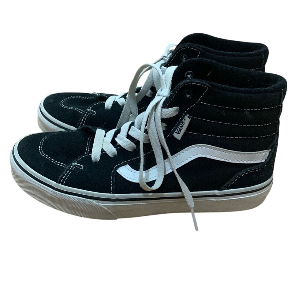 Vans Sk8-Hi Kids High Top Sneakers Black White Suede Canvas Size 3 Youth